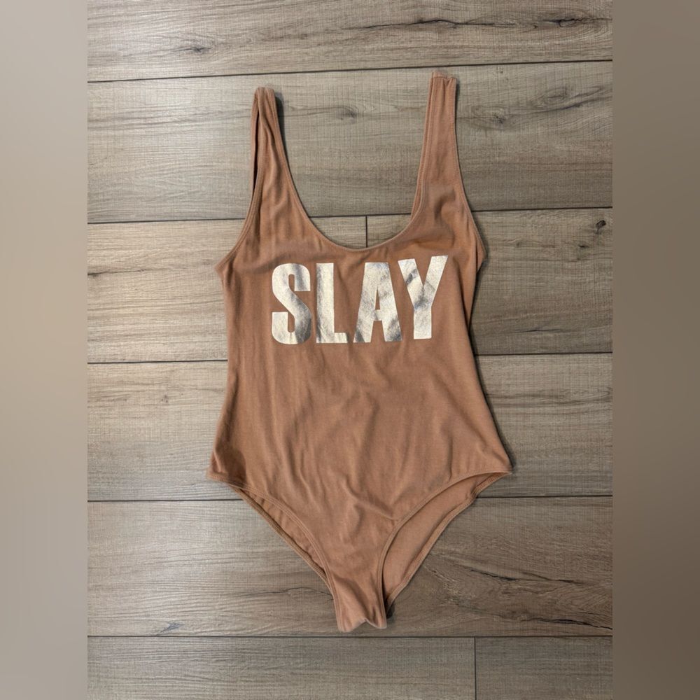 Slay Pacsun tan bodysuit women's beige m medium LA hearts Streetwear festival